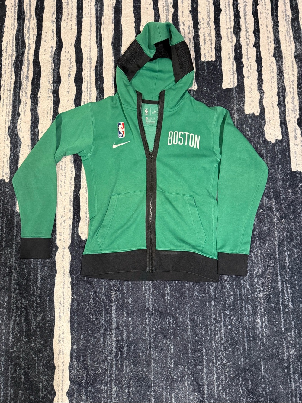 Nike Boston Green Full-Zip Hoodie with Black Trim